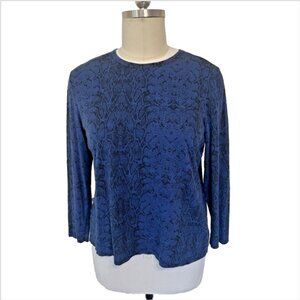 Banana Republic - Blue Snake Print Long Sleeve Cotton/Modal Tee Shirt XXL